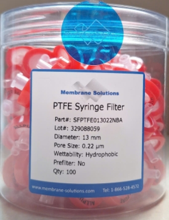 Đầu Lọc Syringe PTFE MEMBRANE SOLUTION 0.22μm, 13mm (SFPTFE013022NBA)